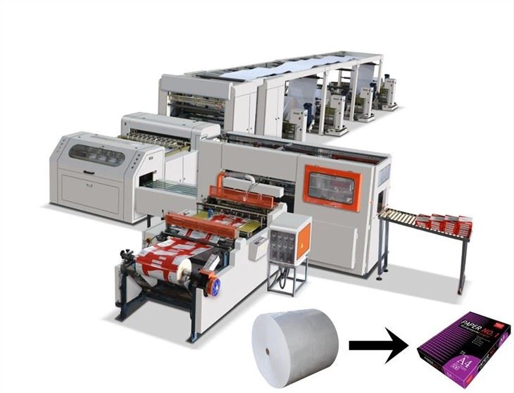 Rollenschneidemaschine für A4-Papier mit Verpackungsmaschine